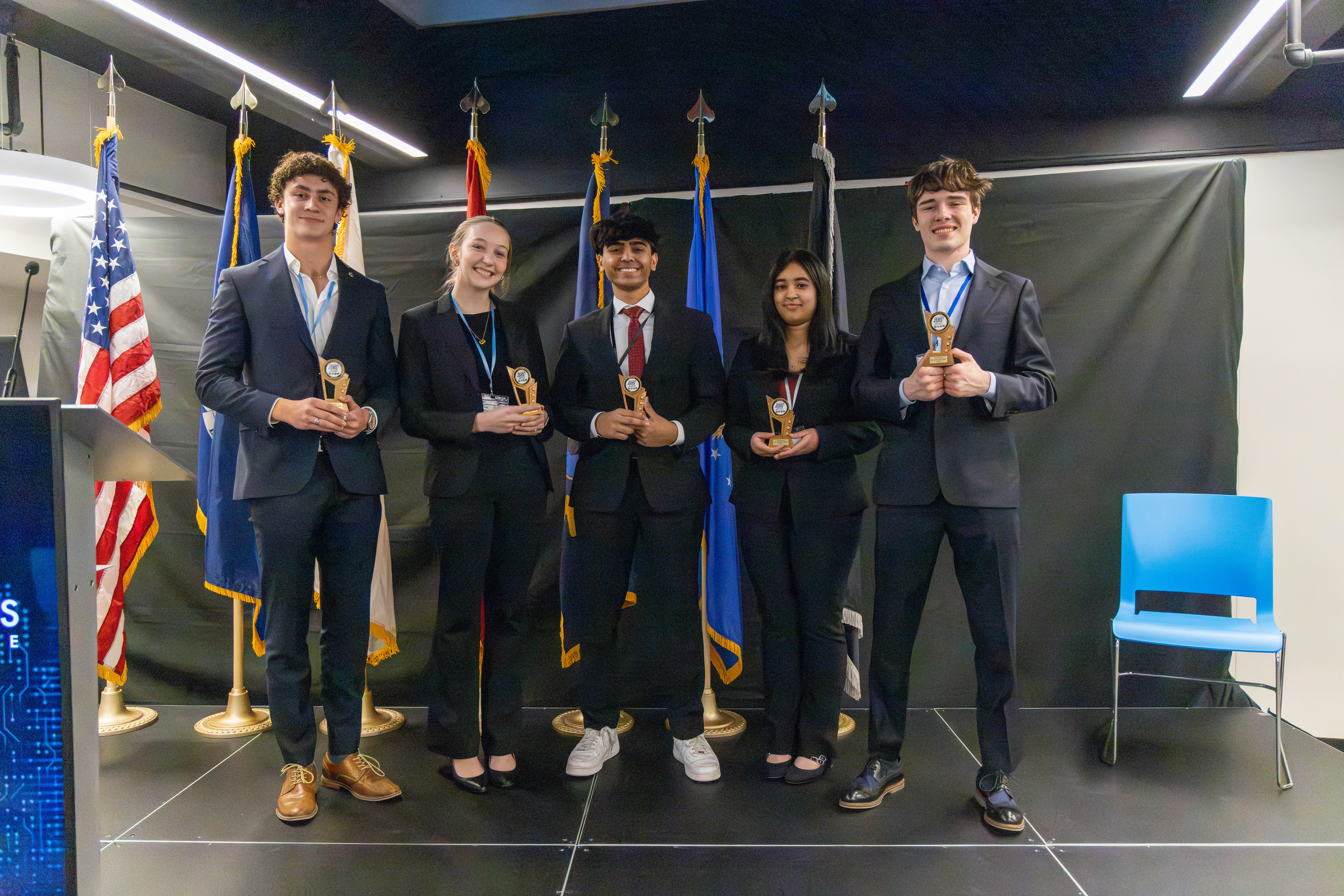 A group photo from a research awards ceremony